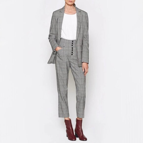 NWT Joie plaid houndstooth blazer & high waisted pants pantsuit set, 4 - Picture 2 of 16